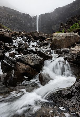 Foss waterfall is the highest waterfall in the Faroe Islands, Streymoy island, Faeroe islands, Denmark, Europe